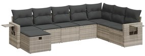 3325538 vidaXL Set mobilier de grădină cu perne, 8 piese gri deschis poliratan