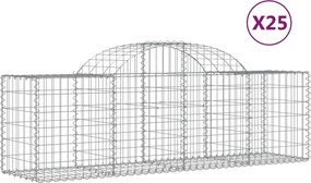 vidaXL Coșuri gabion arcuite 25 buc, 200x50x60/80 cm, fier galvanizat