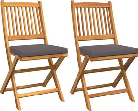 vidaXL Scaun pliant cu pernă 2 pcs Maro Lemn masiv de acacia