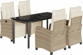 vidaXL Set mobilier de grădină cu perne, 5 piese, bej, poliratan