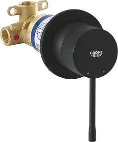 Baterie dus incastrata Grohe Essence negru mat Phantom Black cu corp ingropat