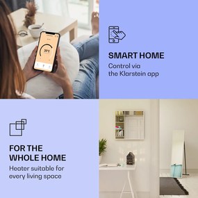 Klarstein La Palma 900 smart, încălzitor, infraroșu, 40x160cm, 900W, partea frontală cu oglindă