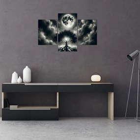 Tablou – Arbore alb-negru în lună plină (90x60 cm)
