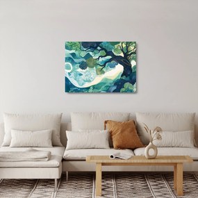 Tablou pe sticlă – Coroană verde a arborelui vieții (70x50 cm)