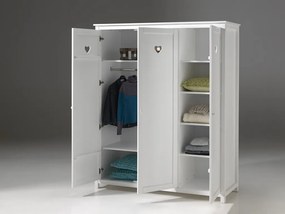 Dulap AMORI cu 3 Uși, Alb, Stil Romantic – Vipack