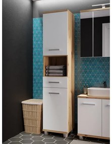 Dulap de baie VENOM alb/stejar Artisan