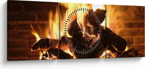 Tablou - Foc (cu ceas) (90x30 cm)