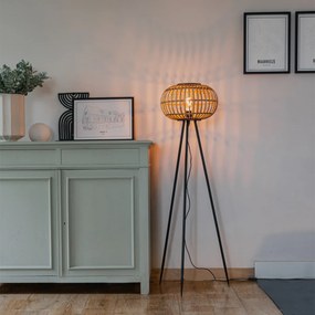 Lampă de podea tripod oriental din bambus - Amira