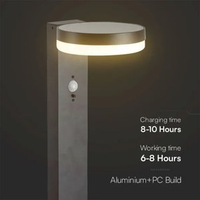 Lampă LED solară cu senzor LED/2W/3,7V IP54 3000K negru rotund