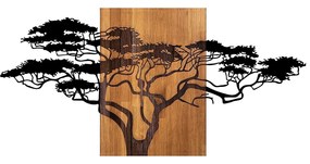 Decoratiune de perete Acacia Tree - 329, negru/nuc, lemn/metal, 144x3x