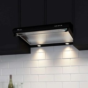 Hota traditionala Tornado Bona 20 (50) LED, 2 motoare, latime 50 cm, absorbtie 560 m3/ora, filtru anti-grasimi aluminiu 5 straturi, Negru