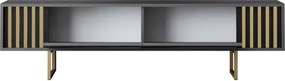 Comoda TV, Hanah Home, Gold Line, 180x30x48 cm, Antracit / Aur