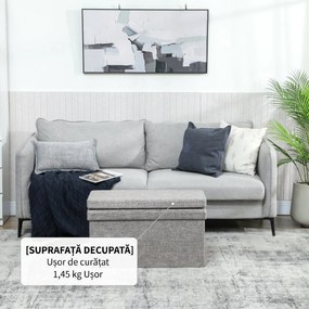 HOMCOM Bancă Pliabilă cu Spătar și Compartiment de 77L, Acoperire din Țesătură, 76x50x73 cm, Gri | Aosom Romania