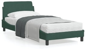 373095 vidaXL Cadru de pat cu tăblie, verde închis, 90x190 cm, catifea