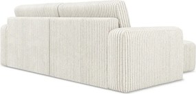 Colțar crem extensibil/cu spațiu de depozitare cu tapițerie din catifea reiată (cu colț pe partea stângă/cu șezlong) Kona – Makamii
