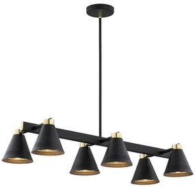 Lustră pe tijă AVALONE 6xE27/15W/230V neagră/aurie Argon 2552