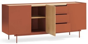 Comodă cărămiziu-natural joasă cu aspect de lemn de stejar 180x78 cm Otto – Teulat