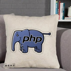 Perna Personalizata PHP Elephant, 40x40 cm, Bej Canapea, Husa Detasabila, Perna Inclusa, BEKZ®