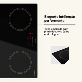 Klarstein Plită cu inducție Victoria, 60 cm, 4 plite, glisantă, funcție Boost