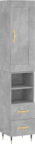 vidaXL Dulap înalt, gri beton, 34,5x34x180 cm, lemn prelucrat