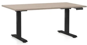 Masa inaltime reglabila OfficeTech D, 120 x 80 cm, bază neagră, stejar