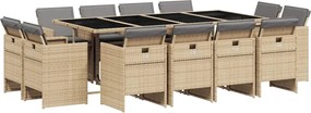 vidaXL Set mobilier grădină cu perne, 13 piese, bej combinat poliratan