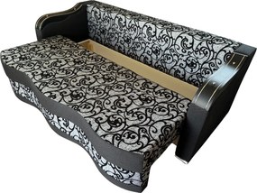 Canapea DIANA extensibila, 3 locuri, cu lada de depozitare, stofa gri cu negru , 220x100x80 Negru + Gri