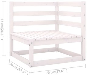 Set mobilier de gradina, 7 piese, alb, lemn masiv de pin Alb, 1, nu