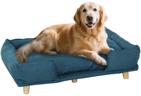 PawHut Canapea pentru Câini până la 30 kg cu Pernă Detașabilă, 96x66x24 cm, Albastru | Aosom Romania