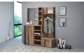 Panou de hol cu oglindă KEVIN, maro/negru