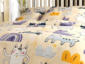 Set lenjerie cocolino PURRSLEEP bej + cearsaf Cocolino microplus cu elastic SOFT 90x200 cm alb, pat de o persoana