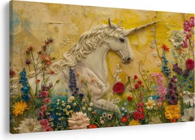 Tablou - Unicorn cu flori (90x60 cm)