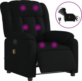 vidaXL Fotoliu electric de masaj rabatabil, negru, textil