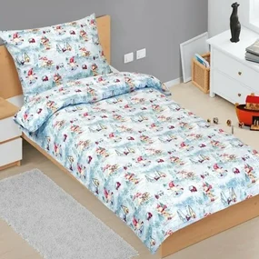 Bellatex Lenjerie de pat din bumbac de Crăciun Elfpe patine, 140 x 200 cm, 70 x 90 cm