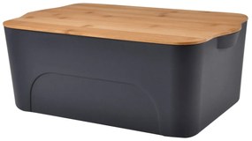 Cutie din plastic cu capac din bambus, 16 litri