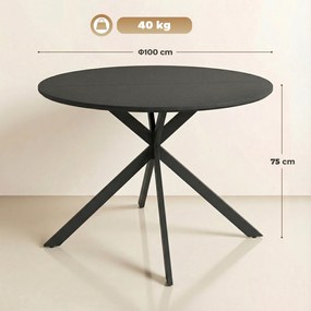 HOMCOM Masă rotundă pentru 4 persoane, masă de bucătărie în stil industrial cu picioare din oțel, pentru sufragerie, bucătărie, negru | Aosom Romania