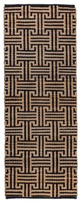 Covor tip traversă negru-în culoare naturală țesut manual din amestec de iută 80x230 cm Meander Jute – Flair Rugs
