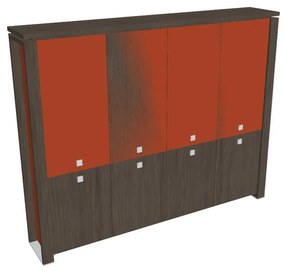 Dulap înalt Verno+ S 260 x 46 x 210 cm, uși combinate, stejar antracit / portocaliu