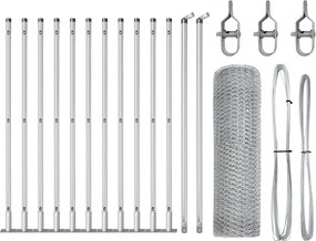 vidaXL Stâlp de gard. Argintiu 25 x 0,4 m (plasă de 25 mm) Oțel