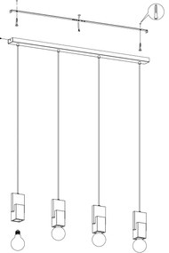 Eglo 99532 - Lustră suspendată pe cablu LOBATIA, 4xE27/40W/230V