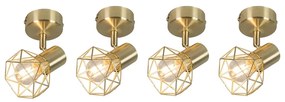 Set de 4 spoturi Art Deco cu braț pivotant și înclinabil din alamă - Mosh