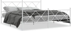 vidaXL Cadru de pat metalic cu tăblie de cap/picioare, alb, 183x213 cm