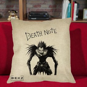 Perna Personalizata Death Note Ryuk Shinigami Alb-Negru, 40x40 cm, Crem, Husa Detasabila, Perna Inclusa, BEKZ®