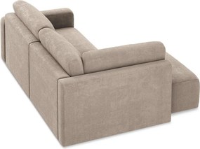 Colțar bej extensibil/cu spațiu de depozitare cu tapițerie din chenille (cu colț pe partea stângă/în formă de ”L”) Kona – Makamii