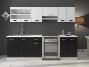 Bucătărie Oran 240 cm (alb + negru). 1018285