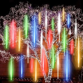 Instalație de Crăciun, țurțuri, 8 tuburi de 80 cm, cu led, 3 metri, exterior, multicolor