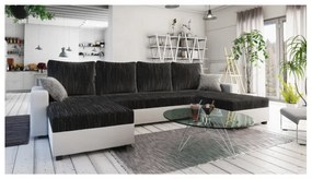 Coltar Living Extensibil TRIPOLIS U Negru/Alb/Gri