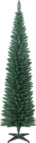 HOMCOM Brad de Crăciun artificial Slim 210 cm cu 401 ramuri, model brad, bază din plastic, verde | Aosom Romania