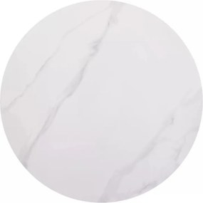Masa rotunda de dining RION 90 cm cu blat din ceramica, marmura alba