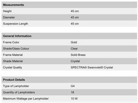 Lustra cristal Swarovski Spectra design modern de lux GALAXY 24K 18L auriu